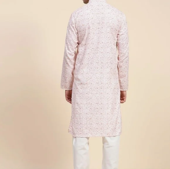 SKAVIJ Men’s Embroidered Sequined Kurta with Pajama 2-Piece Set Size Large - Picture 8 of 15